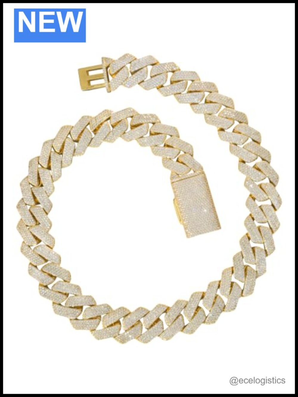 Iced Out Miami Cuban Link Chain 18K Real Gold Plated Hip Hop Necklace